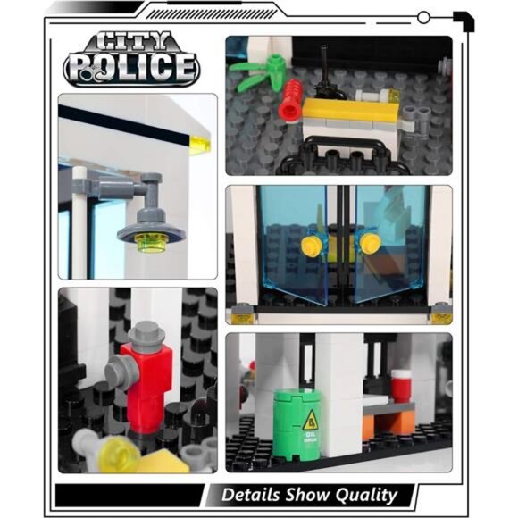 736 Pieces City Police Station & Car Building Blocks Set, with 3 Police Car - Picture 3 of 7